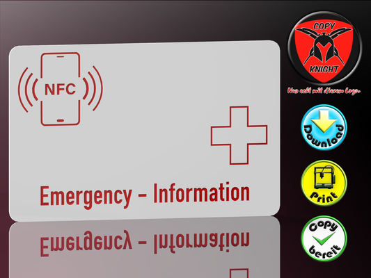 nfc card emergency id-1 iso iec 7810 bank credit check format by copyknight art coin & badges nfctag karte notfall id bankcard creditcard funny easy print easyprint to gift giftbox giftcard hilfe first aid universal ams bambu bambulab x1c p1p p1s no support a1 mini lite 3d print model - Mito3D