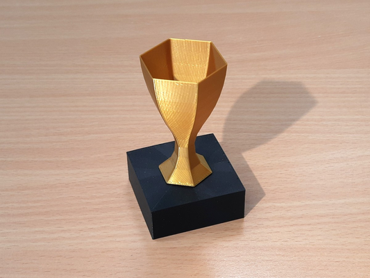 minimalistic hex trophy vase mode by drjones art models cup 3d print model - Mito3D