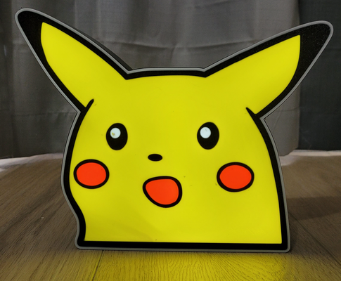 şaşırmış pikaçu led ışık kutu ams hazır by nostaljik baskılar sanat 2d pokemon nintendo bambu bambular 3d print model - Mito3D