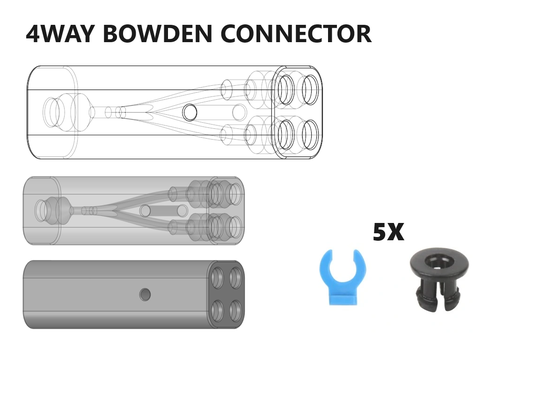 ptfe bowden splitter 4 easyprint by butternusskürbis 3d drucker zubehör filamet tube x1c p1p bambu ams bambulab ysplitter p1s werkzeug verbinder glatt paar geschäft 3d print model - Mito3D