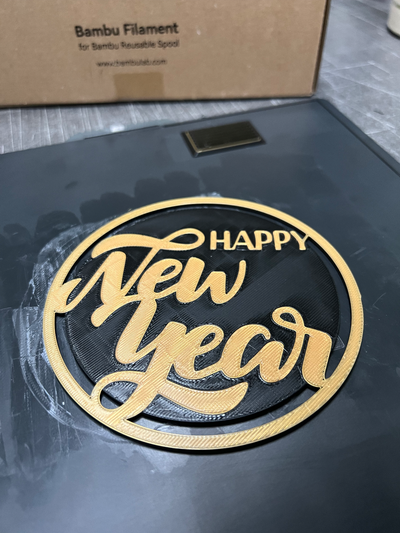 happy year coaster by vrarts household house models happynewyear kitchen accessories drink table decoration 3d print model - Mito3D