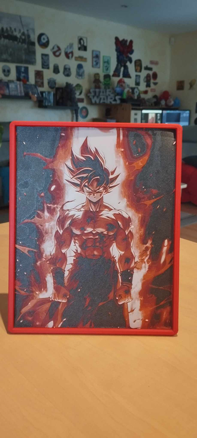 frame goku portrait - hueforge remixed by allan fonroques art 2d sangoku dragonball 3d print model - Mito3D