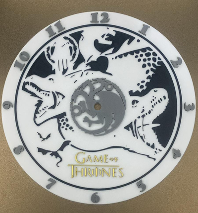 game of thrones clock by dllab household decor orologio da muro dragon 3d print model - Mito3D