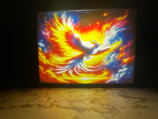 mythical phoenix lithophane by nates print shop household decor cmyk cmyklithophane bronode litho lithobox lithograph lithography bundle color light art box colorful 3d print model - Mito3D