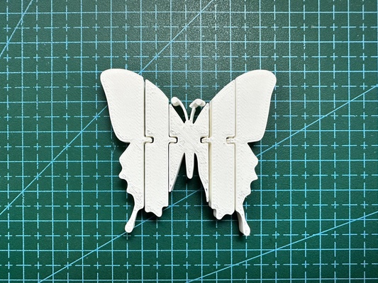 flexi schmetterling by stck kunst zeichen logos drucken tier dekor modell artikuliert zuhause haus schlüsselbund natur flexidesign 3d print model - Mito3D