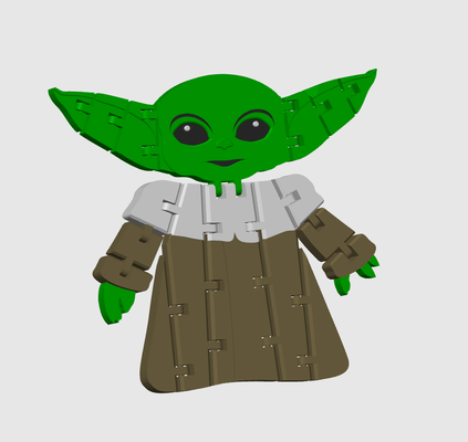 holiday grogu remixed by letitbe7 miniatures star wars starwars babyyoda baby yoda mandalorian articulated articulate flexi creature toy color ams print in place 3d print model - Mito3D