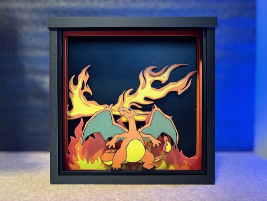 charizard pokémon caixa sombra by velho 3d arte modelos fogo 3d print model - Mito3D