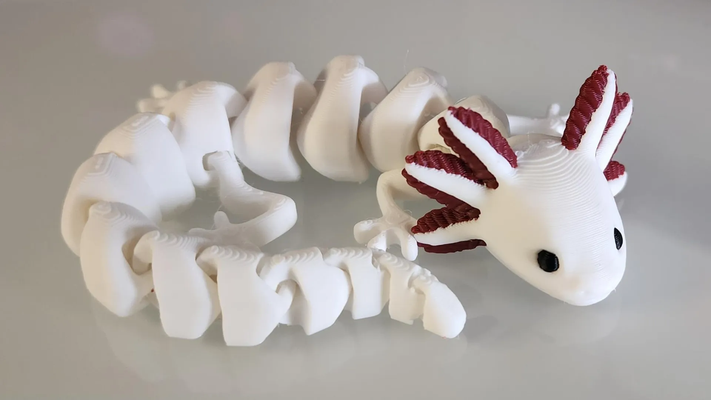 articolato axolotl v2 stampa in posto ams or single colore remixato by maker1o1 miniature animali animale carina flessibile printinplace giocattolo multimateriale minecraft 3d print model - Mito3D