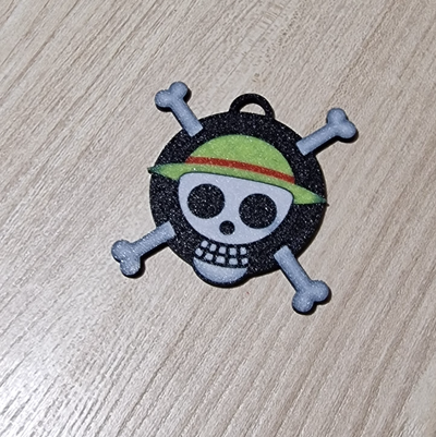 pezzo rufy ruffy portachiavi by snypers85 arte 2d jolly roger allegro 3d print model - Mito3D