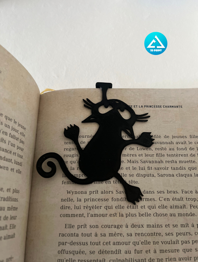 gato marca páginas by cj 3dprint arte 2d favoritos livro suporte marque livre bate papo noir 3d print model - Mito3D