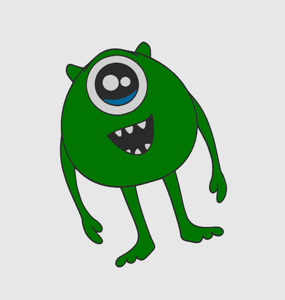 mike wazowski 2d kunst monster by dub1ns 3d print model - Mito3D