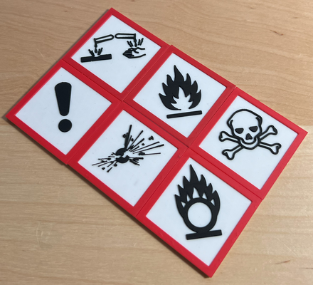 ghs hazard pictograms ams-ready by johndoe education chemistry warning symbols icons multicolor ams 3d print model - Mito3D