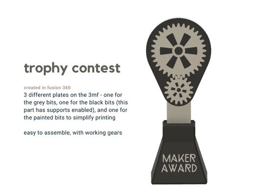 maker award trophy by h3li0 household decor contest gears 3d print model - Mito3D