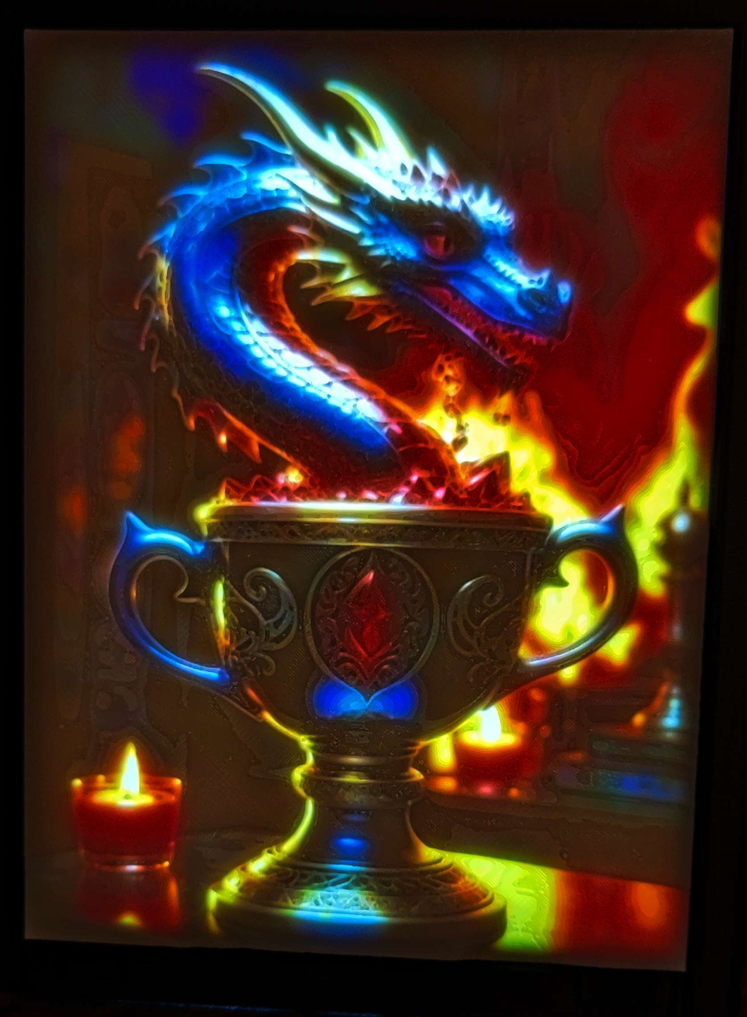 lithophane art year dragon trophy red edition bl frame by statusd112 household decor 2024 contest fire dungeonsanddragons litho lithobox light box display case cmyk cmyklithophane picture fantasy 3D print model - Mito3D