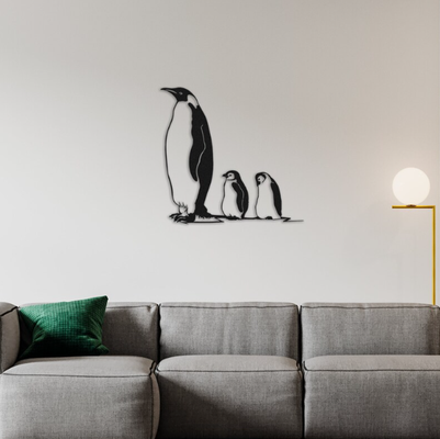 wall art walking penguins by palumbus 2d penguin 3d print model - Mito3D