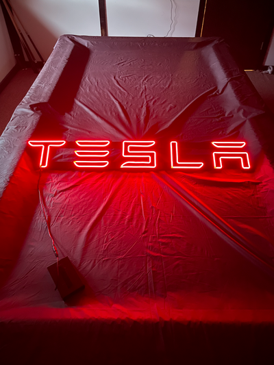 tesla harfler neon işaret by şeylerpatprinted sanat işaretler logolar arabalar logo imza lamba ışık ışıklı cybertruck 3d print model - Mito3D