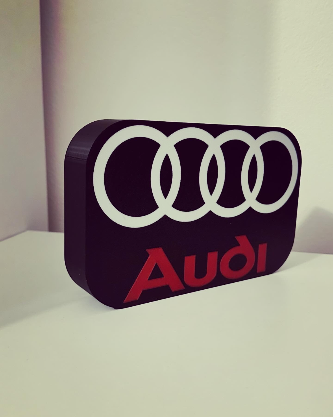 audi logo lightbox by michal 3dtisk domestico arredamento luce scatola guidato 3D print model - Mito3D