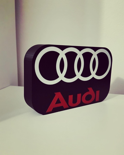 audi logo lightbox by michal 3dtisk domestico arredamento luce scatola guidato 3d print model - Mito3D