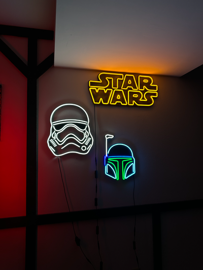 estrella guerras neón firmar by estampadas arte señales logos señal guerra galaxias starwarslogo lámpara led ligero 3d print model - Mito3D