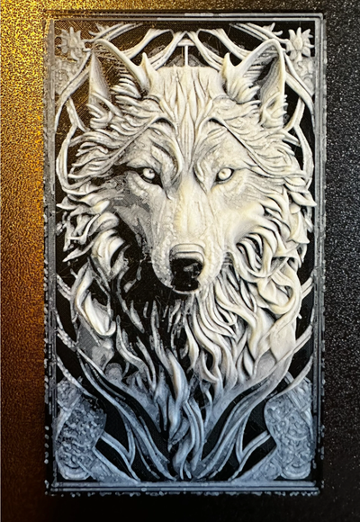 wolf art 2d by wall 3d hueforge wallart deco 3d print model - Mito3D