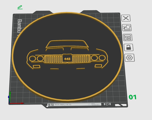 442 voiture logo plaque by el jefé art panneaux logos oldsmobile 3d print model - Mito3D