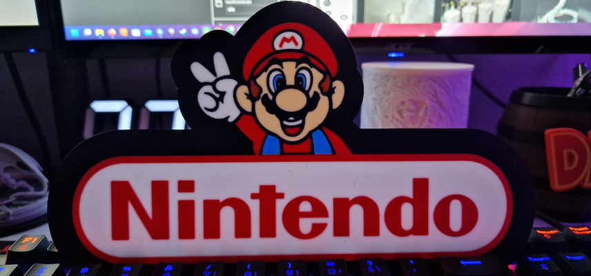 nintendo super mario logo lightbox led lamp by nico91 art signs & logos supermario sign wall gaming gamingroom mancave light ledlamp wallart 3d print model - Mito3D