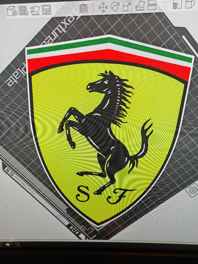 logo ferrari by gabberpower hobby & diy vehicles emblem car supercar auto macchina horse yellow red black green italy italian f1 formula 1 one driving wall art decoration famous 3d print model - Mito3D