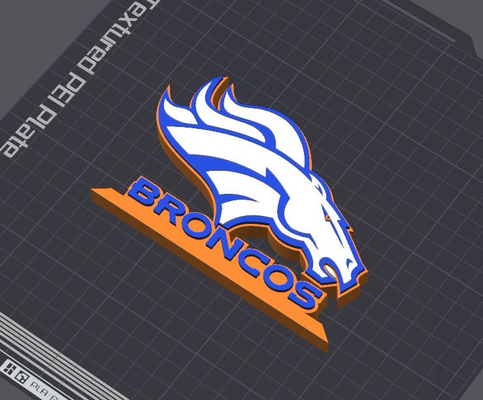 denver broncos logo table stand by 5kyrunn3r art signs & logos nfl national football league american usa sports ams ready colorado western division afc west superbowl 3d print model - Mito3D