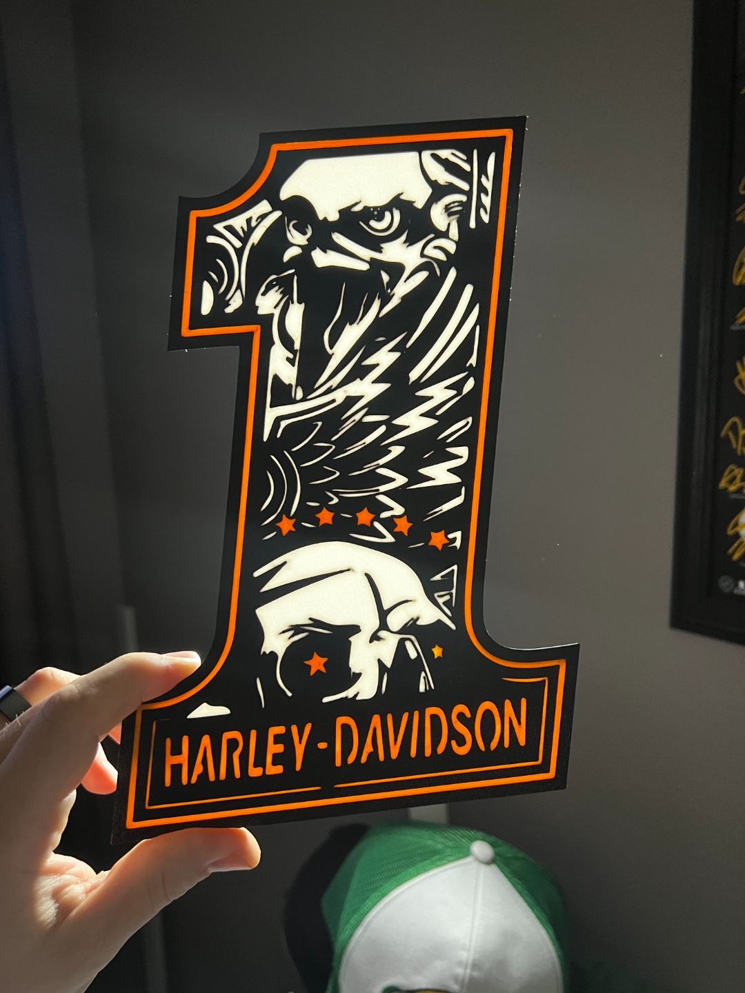 harley davidson 1 logo leuchtkasten by marky3d kunst zeichen logos led licht box nummer schreien adler 3D print model - Mito3D