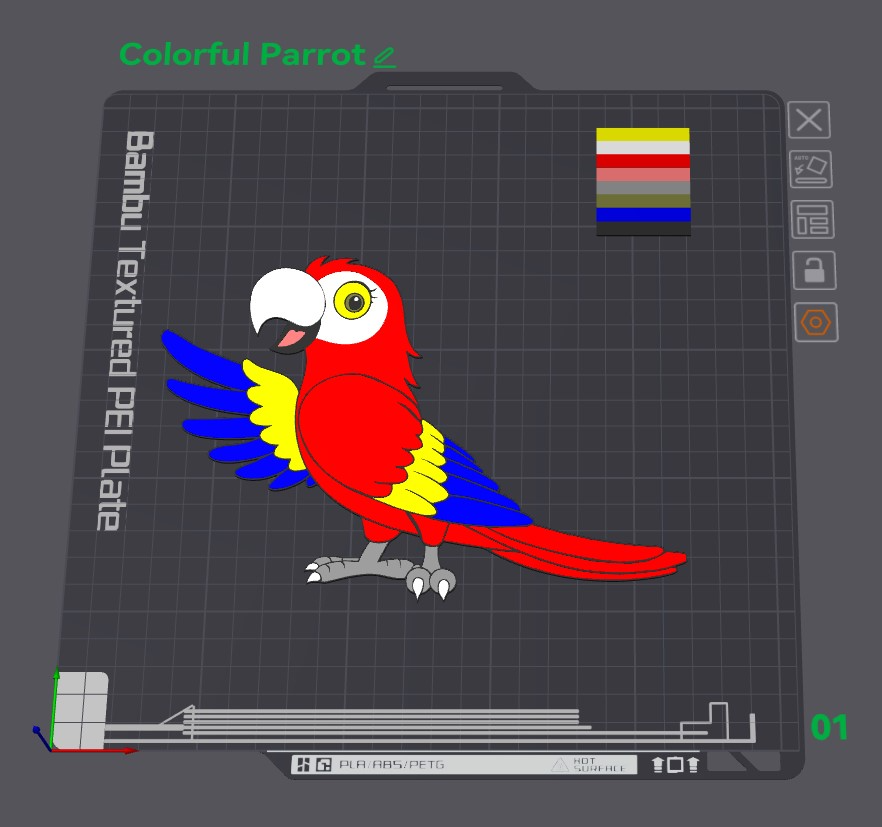 2d colorato pappagallo by wizard7741 arte uccello fauna selvatica 3D print model - Mito3D