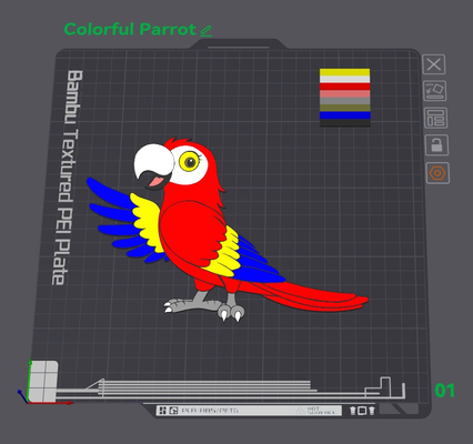 2d colorful parrot by wizard7741 art bird wildlife 3d print model - Mito3D