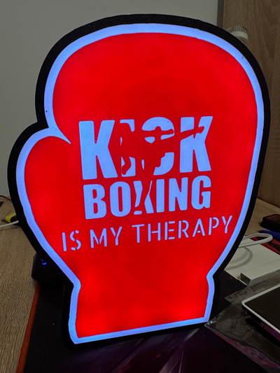 kickboxing lumière boîte by print3dreamz art panneaux logos sport bats boite 3d print model - Mito3D