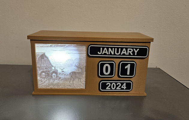 light box calendar by grumpy ol vet printing household decor litho lithograph desk accessories office lightbox 3d print model - Mito3D