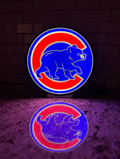 chicago cubs led sign by jo kingg art signs & logos mlb logo ams ams4colors step baseball bear 3d print model - Mito3D