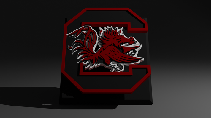 ncaa universität of süd carolina kampfhähne schwebend logo zeichen by abonnieren kunst logos hochschule fußball basketball baseball usc sport mehrfarbig 3d print model - Mito3D