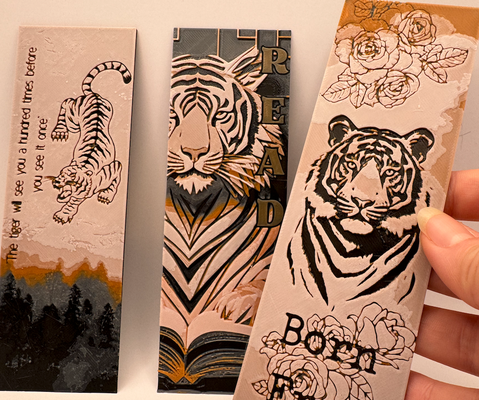 tiger hueforge bookmarks by taikounou art 2d bookmark 3d print model - Mito3D