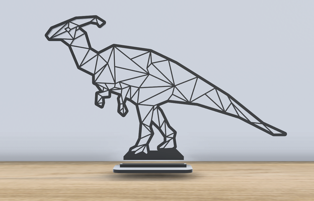 geometrik poli parasaurolophus dinosaur ayakta durmak by jf 699 sanat 2d dekor dinozor görüntüle sıra ofis dino 3d print model - Mito3D