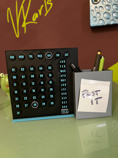 ewig kalender stift halter unterstützung platz post it by abonnieren haushalt büro einfach drucken no unterstützt x1 p1p 3d print model - Mito3D