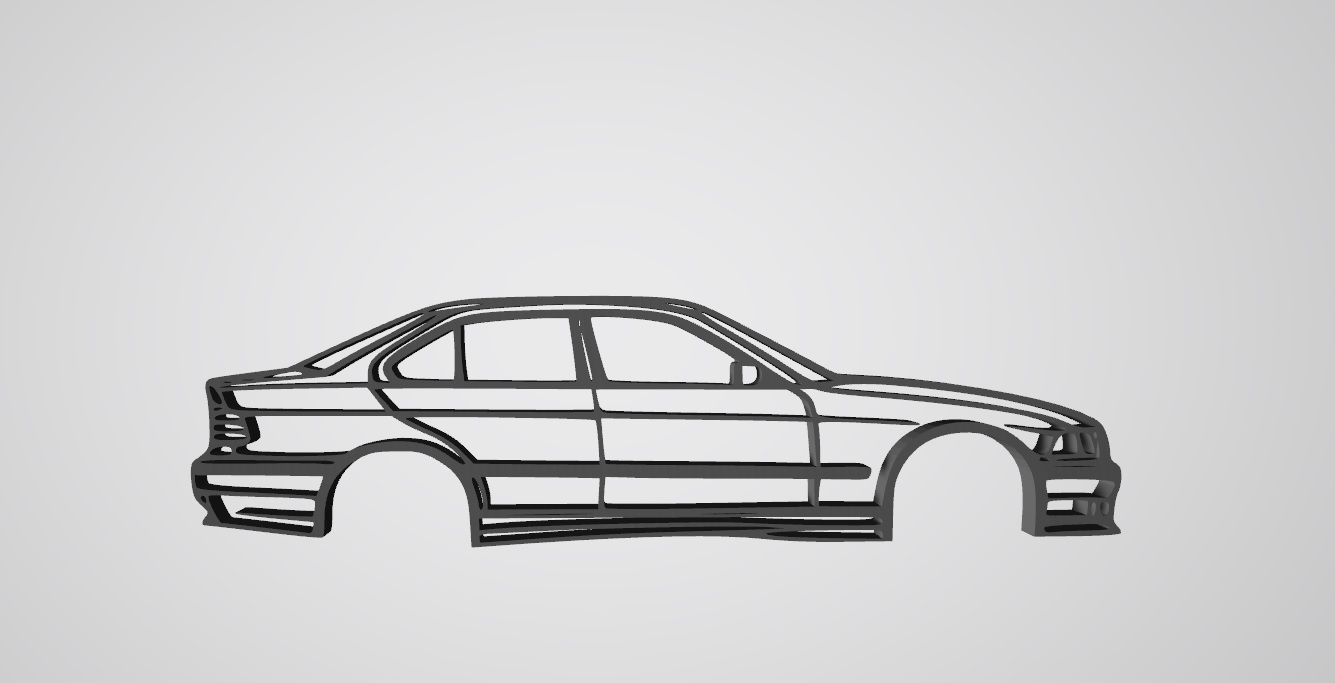 bmw e36 sedan duvar sanatı siluet by sqdsl ger sanat 2d bmwe36 e36sedan limuzin 3D print model - Mito3D