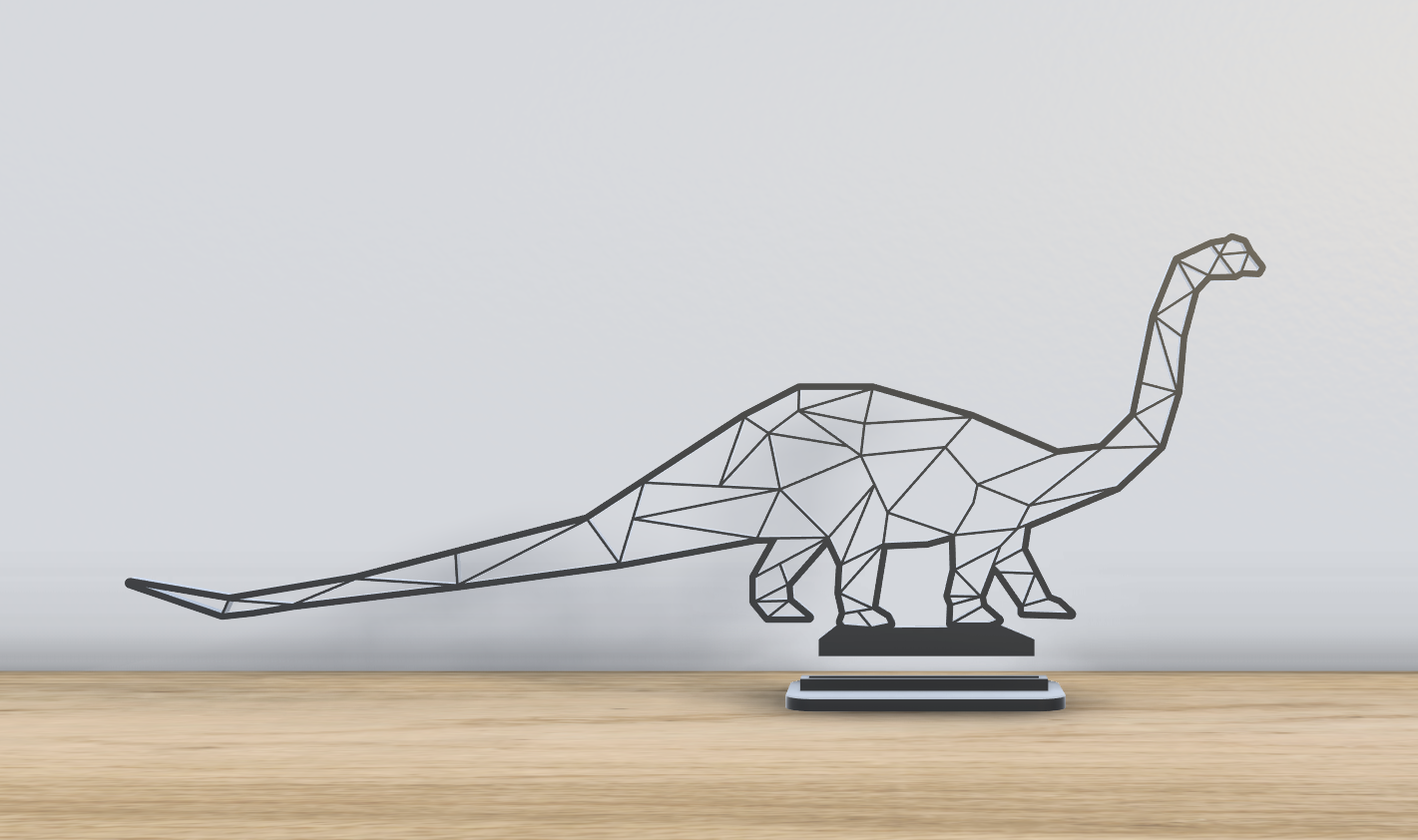 geometric poly - brachiosaurus dinosaur stand by jf-699 art 2d display decor desk office dino dinoasaur 3D print model - Mito3D