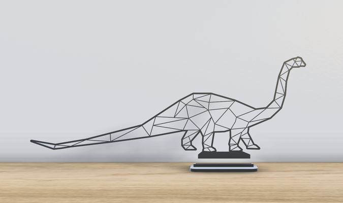 géométrique poly brachiosaure dinosaure supporter by jf 699 art 2d afficher décor bureau bureau 3d print model - Mito3D