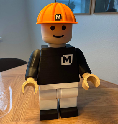 construction worker mega lego-like figure remixed by tokermc art sculptures lego man blue collar 3d print model - Mito3D