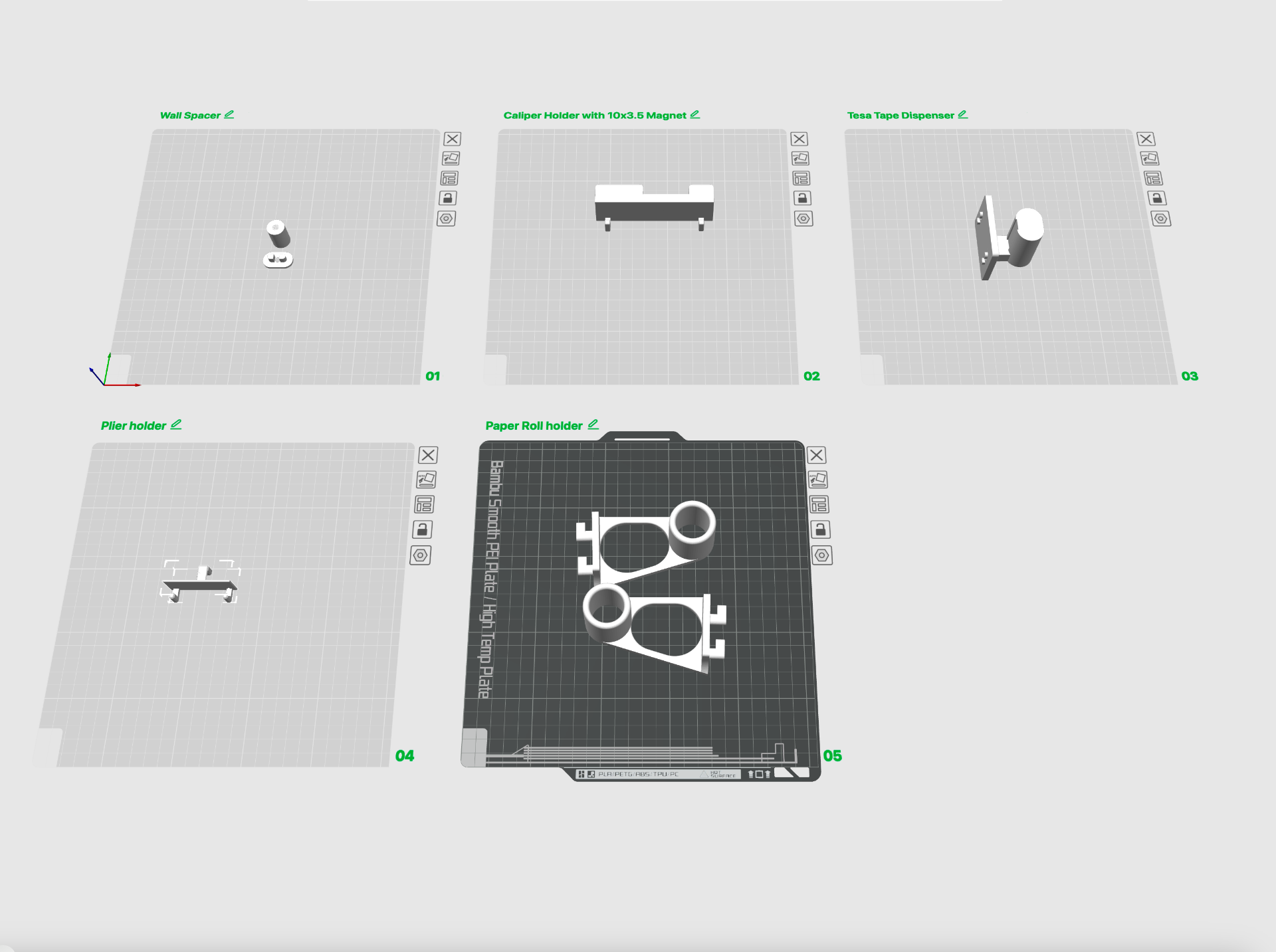 skadis 3d stampante utensili titolare supporto collezione by thor3d accessori pinza carta tesa rullo calibro ikea 3D print model - Mito3D