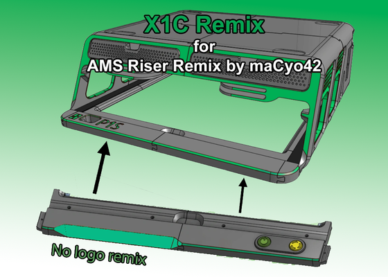 x1c no texte remix ams riser by macyo42 remixé démthios 3d imprimante pièces blv épi led lumière accessoire 3d print model - Mito3D