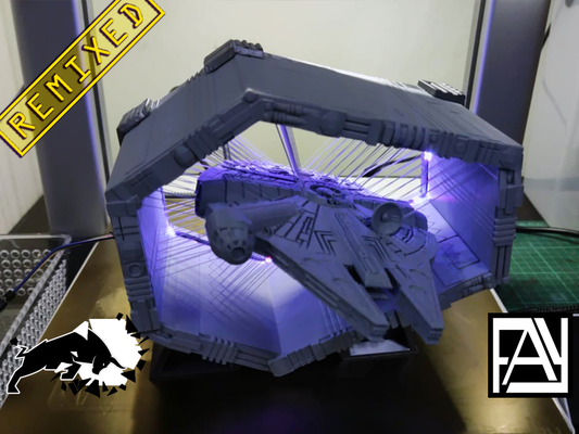 suspended millennium falcon led version remixed by fay3dlab miniatures 3d print model - Mito3D