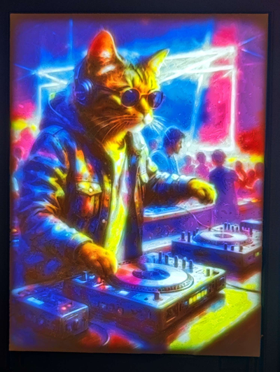 taş ocağı sanat djcat bl çerçeve by statusd112 2d kedi dj parti dans dj kabini çılgın lazer kutu ışık görüntüle durum kılıf cmyk cmiklitofan paket resim 3d print model - Mito3D