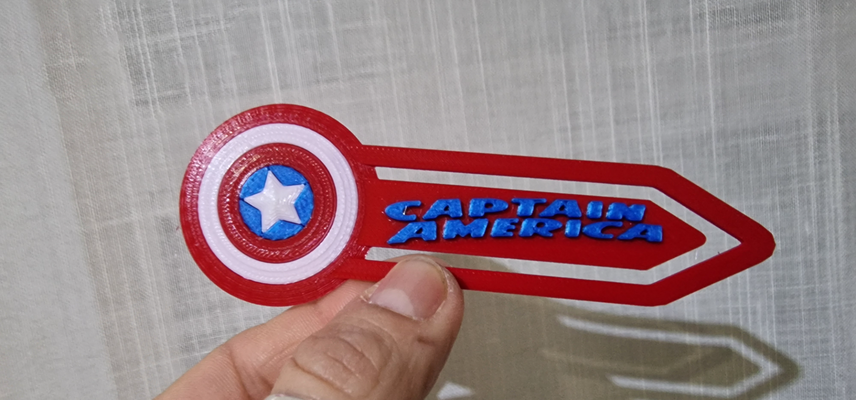 capitan america marcador libros by darvil66 accesorios cosplays marcadores héroe libro 3d print model - Mito3D