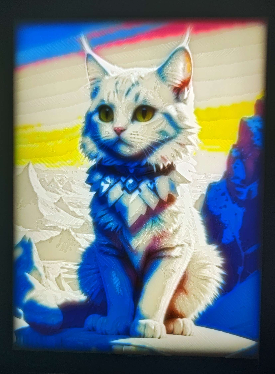 litofano arte snow gato 1 bl cuadro by statusd112 casa decoración retrato invierno atención haz ligero arte deco monitor caso funda cmyk cmiclitofano 3D print model - Mito3D