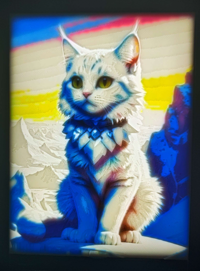 lithophane art snow cat 1 bl frame by statusd112 household decor portrait winter focus bundle light lightart decoration deco display case cmyk cmyklithophane 3d print model - Mito3D