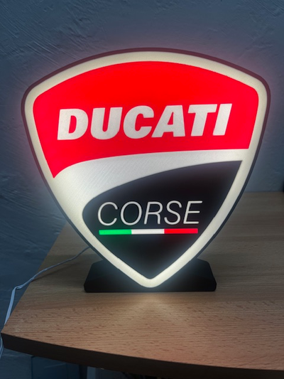 ducati corsa led lumière boîte by vitormhs art panneaux logos 3d print model - Mito3D